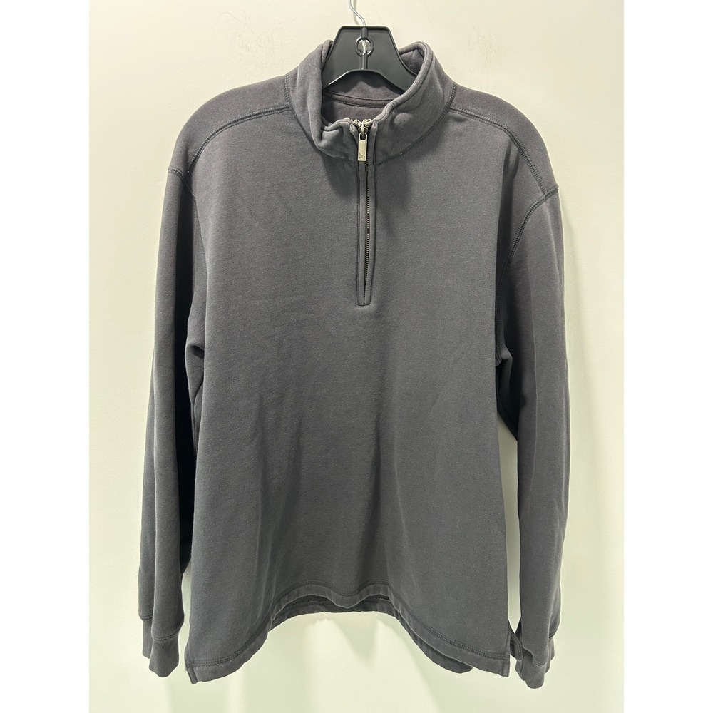 Eddie Bauer Mens Quarter Zip Pullover Sweatshirt Gray Fleece Mock Neck Size M